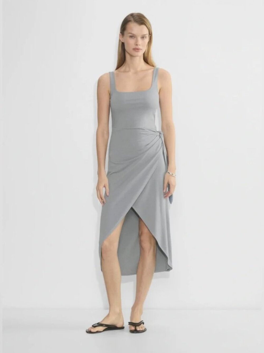 Aritzia Wilfred Saturn Midi Dress, Size Large, Gray